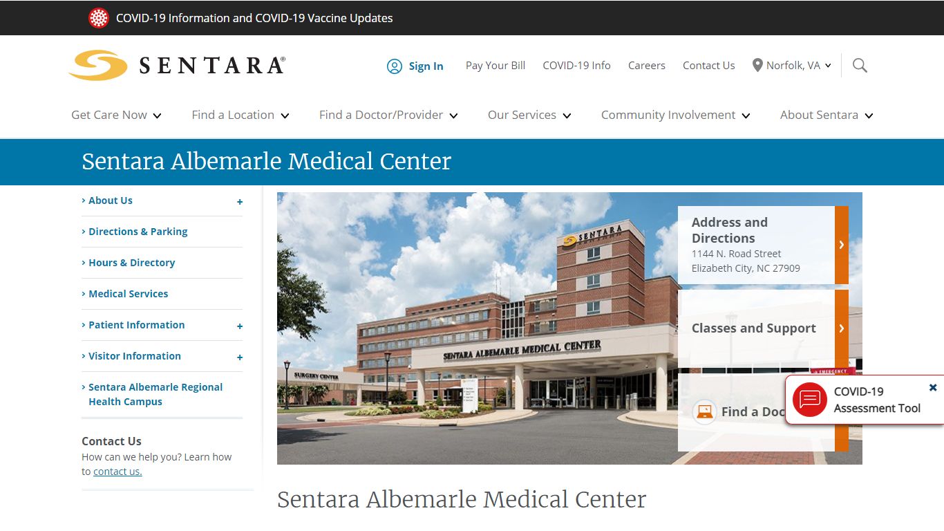 Sentara Albemarle Medical Center | Sentara Healthcare